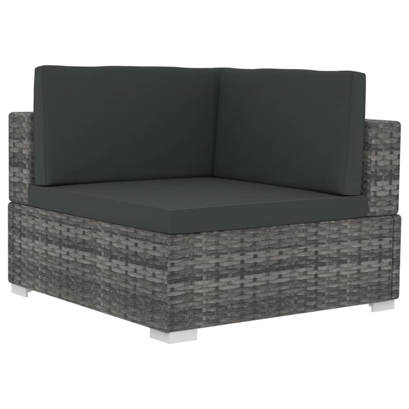 Bowery Hill Poly Rattan Patio Sofa With Dark Gray Cushions in Gray