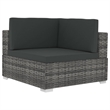 Bowery Hill Poly Rattan Patio Sofa With Dark Gray Cushions in Gray
