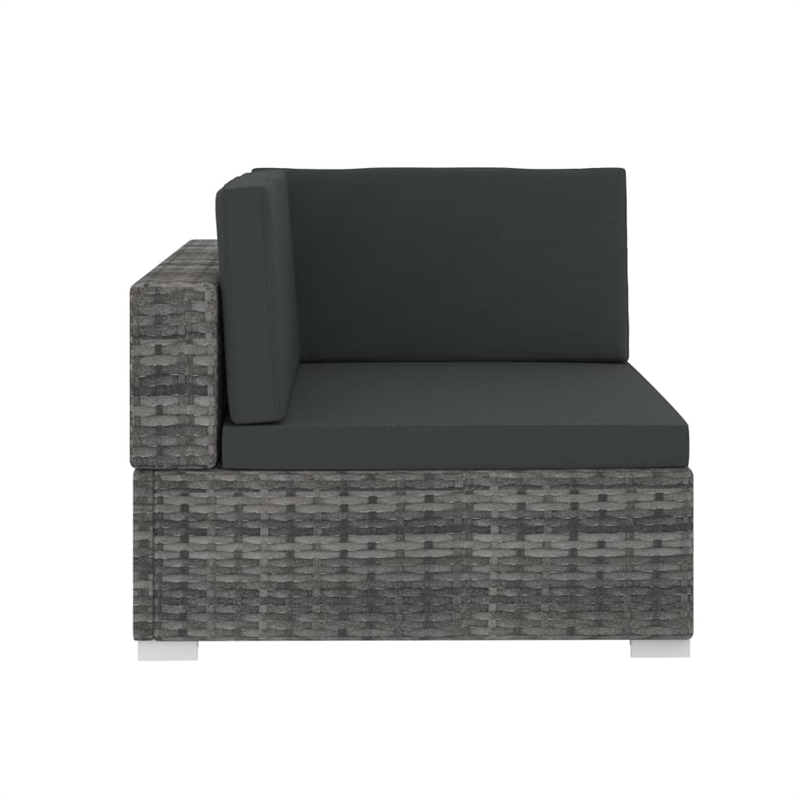 Bowery Hill Poly Rattan Patio Sofa With Dark Gray Cushions in Gray