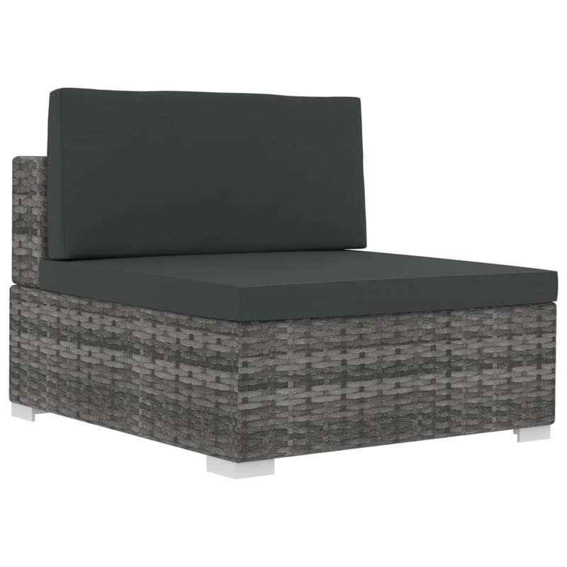 Bowery Hill Poly Rattan Patio Sofa With Dark Gray Cushions in Gray