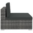 Bowery Hill Poly Rattan Patio Sofa With Dark Gray Cushions in Gray