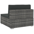 Bowery Hill Poly Rattan Patio Sofa With Dark Gray Cushions in Gray
