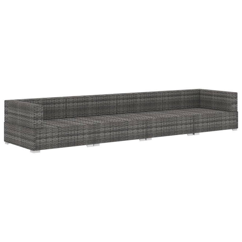 Bowery Hill Poly Rattan Patio Sofa With Dark Gray Cushions in Gray