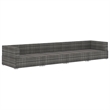 Bowery Hill Poly Rattan Patio Sofa With Dark Gray Cushions in Gray