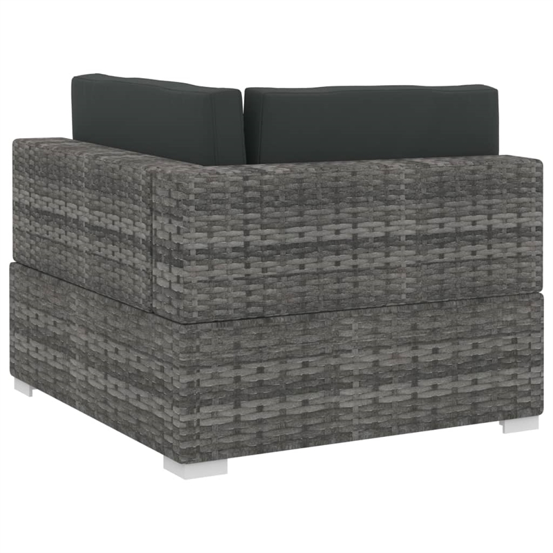 Bowery Hill Poly Rattan Patio Sofa With Dark Gray Cushions in Gray