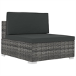 Bowery Hill Poly Rattan Patio Sofa With Dark Gray Cushions in Gray