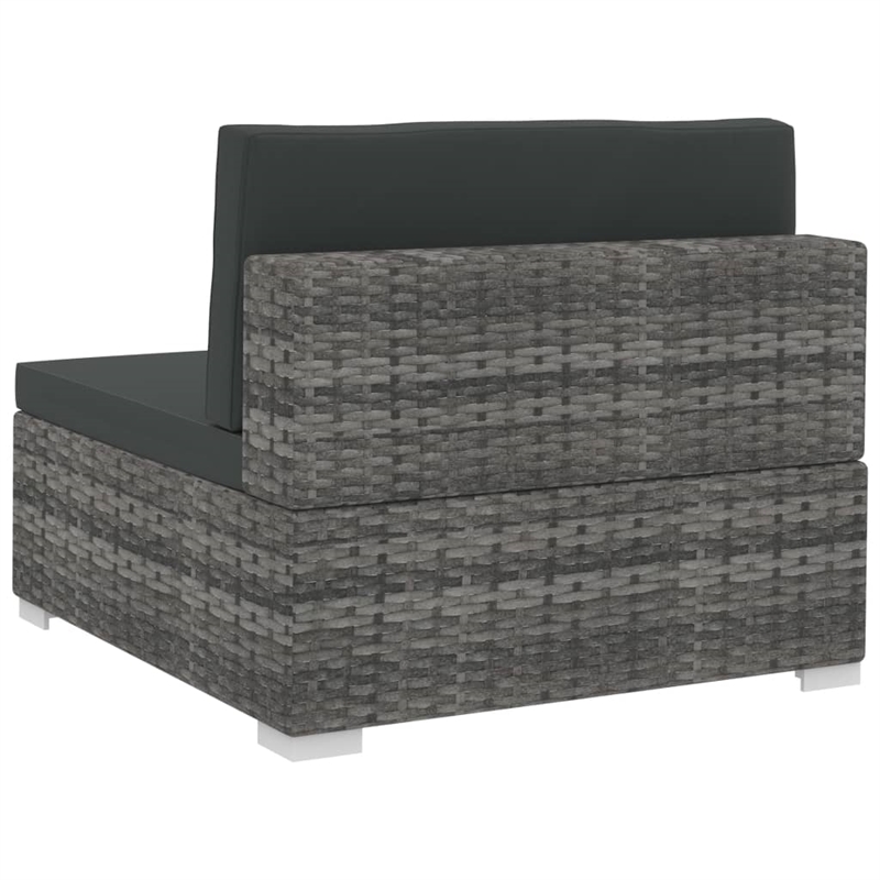 Bowery Hill Poly Rattan Patio Sofa With Dark Gray Cushions in Gray