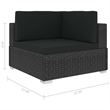 Bowery Hill Standard PE Rattan Patio Sofa With Adjustable Armrests in Black
