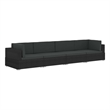 Bowery Hill Standard PE Rattan Patio Sofa With Adjustable Armrests in Black