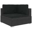 Bowery Hill Standard PE Rattan Patio Sofa With Adjustable Armrests in Black