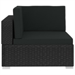 Bowery Hill Standard PE Rattan Patio Sofa With Adjustable Armrests in Black
