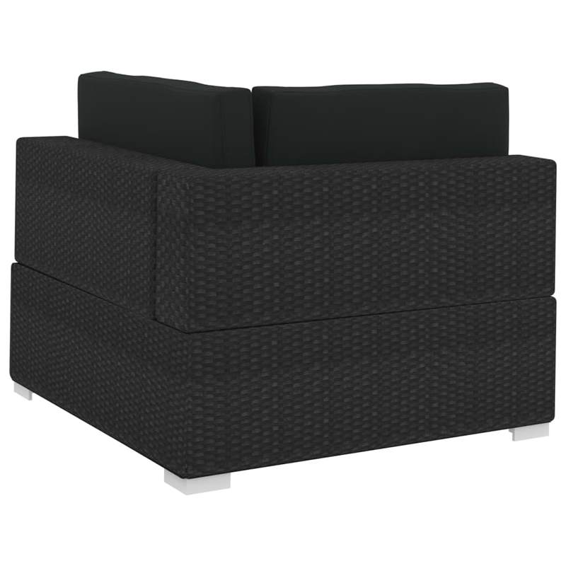 Bowery Hill Standard PE Rattan Patio Sofa With Adjustable Armrests in Black