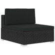 Bowery Hill Standard PE Rattan Patio Sofa With Adjustable Armrests in Black