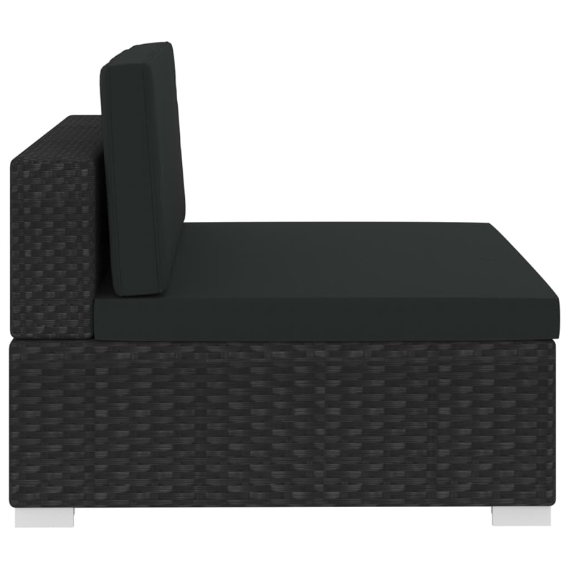 Bowery Hill Standard PE Rattan Patio Sofa With Adjustable Armrests in Black