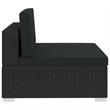 Bowery Hill Standard PE Rattan Patio Sofa With Adjustable Armrests in Black