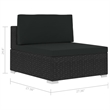 Bowery Hill Standard PE Rattan Patio Sofa With Adjustable Armrests in Black