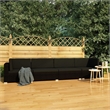 Bowery Hill Standard PE Rattan Patio Sofa With Adjustable Armrests in Black