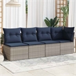 Bowery Hill Contemporary Poly Rattan Garden Sofa With Cushions in Gray