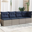 Bowery Hill Contemporary Poly Rattan Garden Sofa With Cushions in Gray