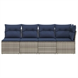 Bowery Hill Contemporary Poly Rattan Garden Sofa With Cushions in Gray
