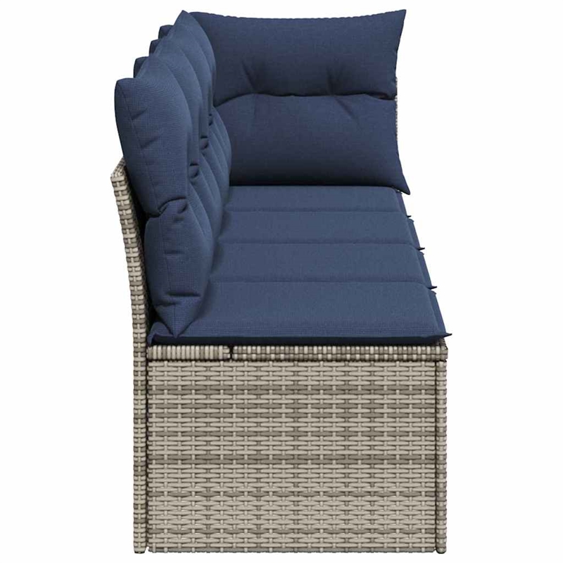 Bowery Hill Contemporary Poly Rattan Garden Sofa With Cushions in Gray