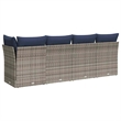 Bowery Hill Contemporary Poly Rattan Garden Sofa With Cushions in Gray