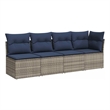 Bowery Hill Contemporary Poly Rattan Garden Sofa With Cushions in Gray