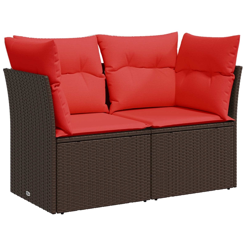 Bowery Hill Contemporary Weather-Resistant Poly Rattan Garden Sofa in Brown