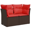 Bowery Hill Contemporary Weather-Resistant Poly Rattan Garden Sofa in Brown