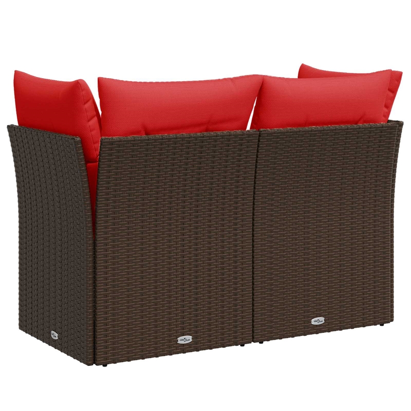 Bowery Hill Contemporary Weather-Resistant Poly Rattan Garden Sofa in Brown