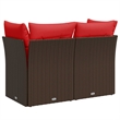 Bowery Hill Contemporary Weather-Resistant Poly Rattan Garden Sofa in Brown