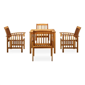Bowery Hill Garden Dining Set Cream White Solid Acacia Wood Standard Durable