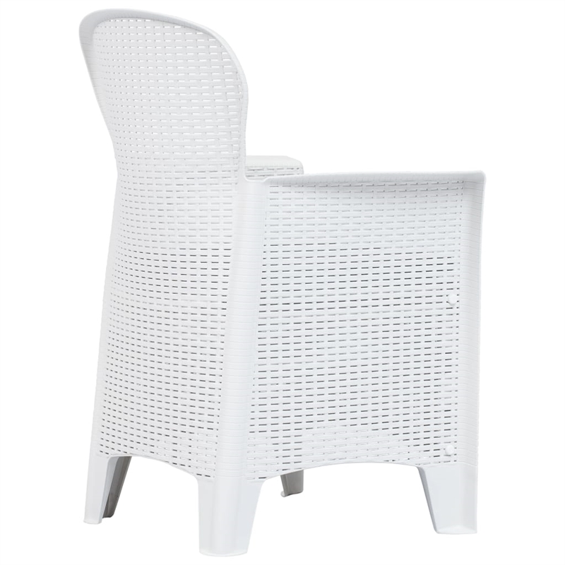 Bowery Hill Contemporary Outdoor Dining Set White Plastic Medium