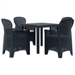 Bowery Hill Contemporary Outdoor Dining Set in Anthracite Plastic Medium