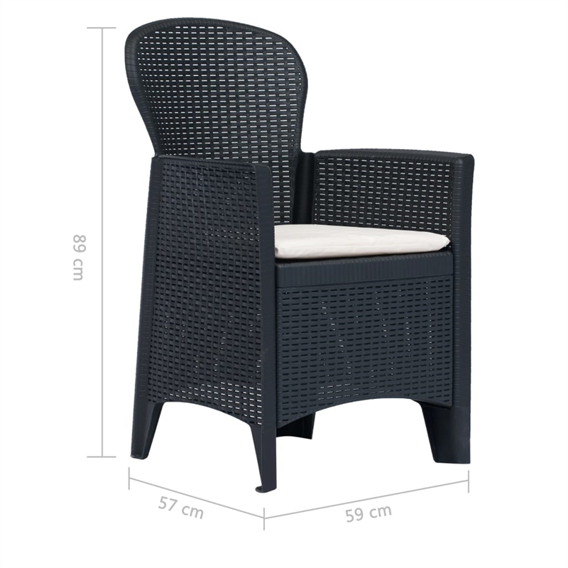 Bowery Hill Contemporary Outdoor Dining Set in Anthracite Plastic Medium