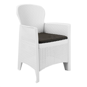 Bowery Hill 7 Piece Durable Outdoor Dining Set in White Plastic