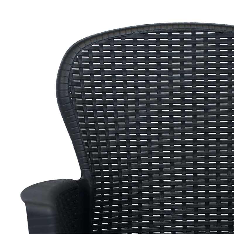Bowery Hill Outdoor Dining Set in Anthracite Plastic & Polyester Cushions