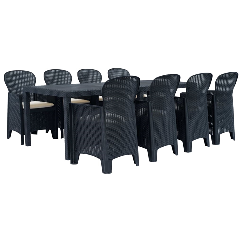 Bowery Hill Large Plastic & Polyester Outdoor Dining Set in Anthracite