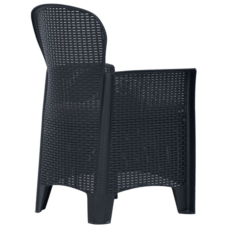 Bowery Hill Large Plastic & Polyester Outdoor Dining Set in Anthracite