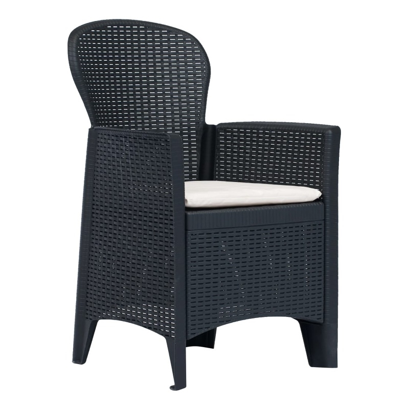 Bowery Hill Large Plastic & Polyester Outdoor Dining Set in Anthracite