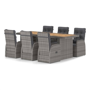 Bowery Hill Outdoor Dining Set in Gray Poly Rattan 7 Piece Set