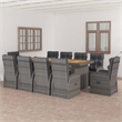 Bowery Hill Outdoor Dining Set in Gray PE Rattan Large Adjustable Armrests