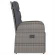 Bowery Hill Outdoor Dining Set in Gray PE Rattan Large Adjustable Armrests