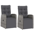 Bowery Hill Outdoor Dining Set in Gray PE Rattan Large Adjustable Armrests