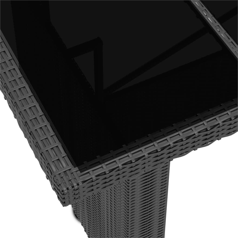 Bowery Hill Outdoor Dining Set in Black PE Rattan/Powder-Coated Steel/Glass