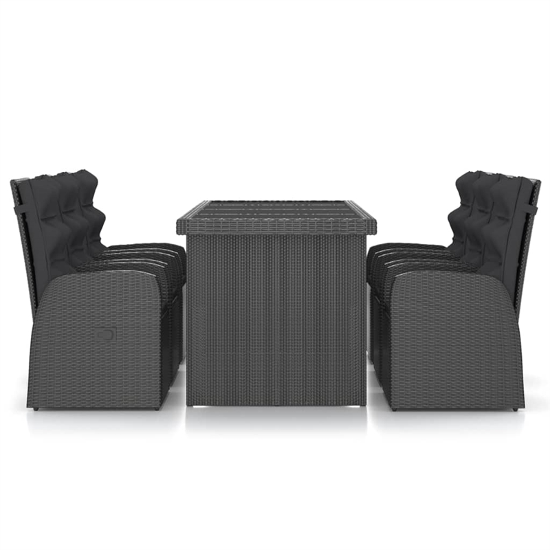 Bowery Hill Outdoor Dining Set in Black PE Rattan/Powder-Coated Steel/Glass