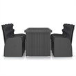 Bowery Hill Outdoor Dining Set in Black PE Rattan/Powder-Coated Steel/Glass