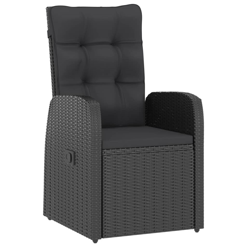 Bowery Hill Outdoor Dining Set Poly Rattan in Black/Acacia Natural
