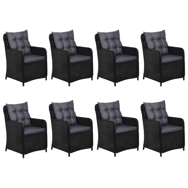 Bowery Hill Outdoor Dining Set in Black Powder-Coated Steel Large Durable