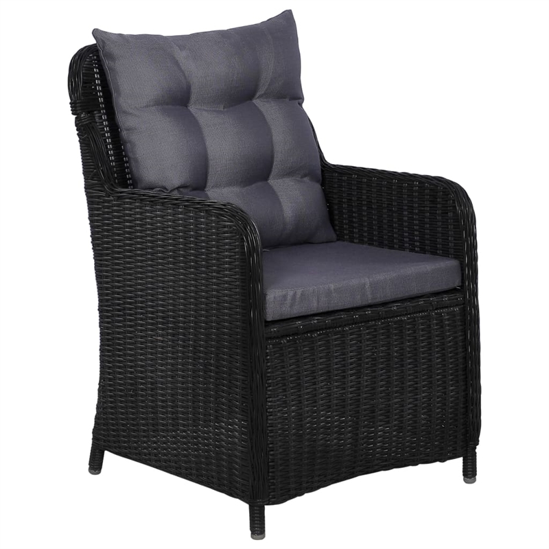 Bowery Hill Outdoor Dining Set in Black Powder-Coated Steel Large Durable